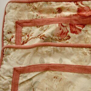 Ralph Lauren American Living Coral & Cream Floral King Pillow Sham Pair